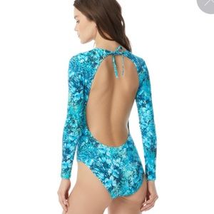 Carmen Marc Valvo Long Sleeve One Piece Swimsuit